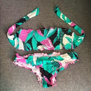Tropical Ruched Bikini Set